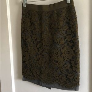 Lace overlay high waisted pencil skirt